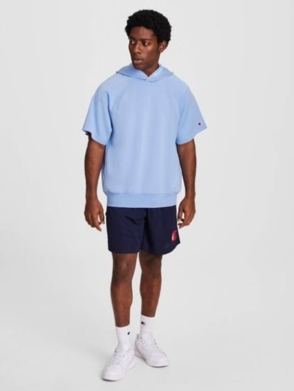 Champion Men's Club Sport Short Sleeve Hoodie, Placid Blue Size L - Picture 5 of 8